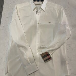Burberry White Shirt with Checkered Cuffs